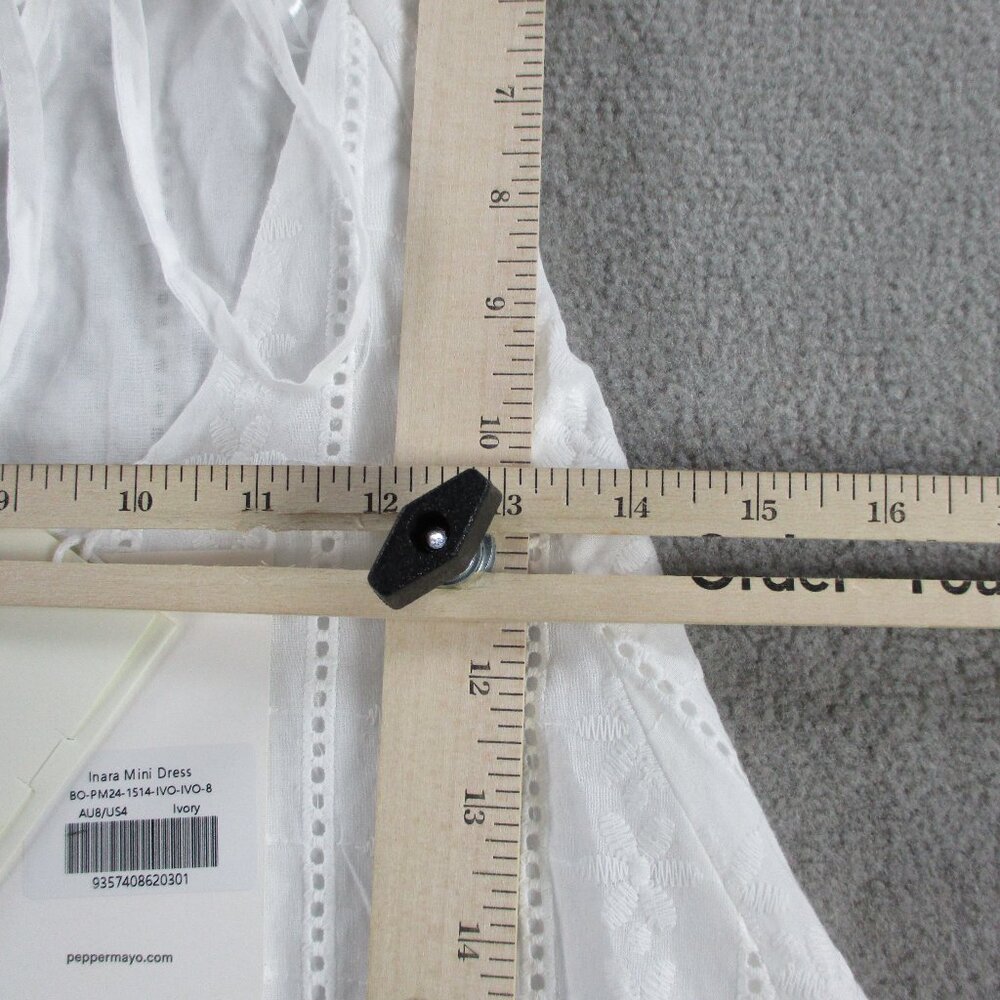 Peppermayo Inara Mini Dress Womens 4 Ivory White Strappy Exclusive NEW - Picture 6 of 8
